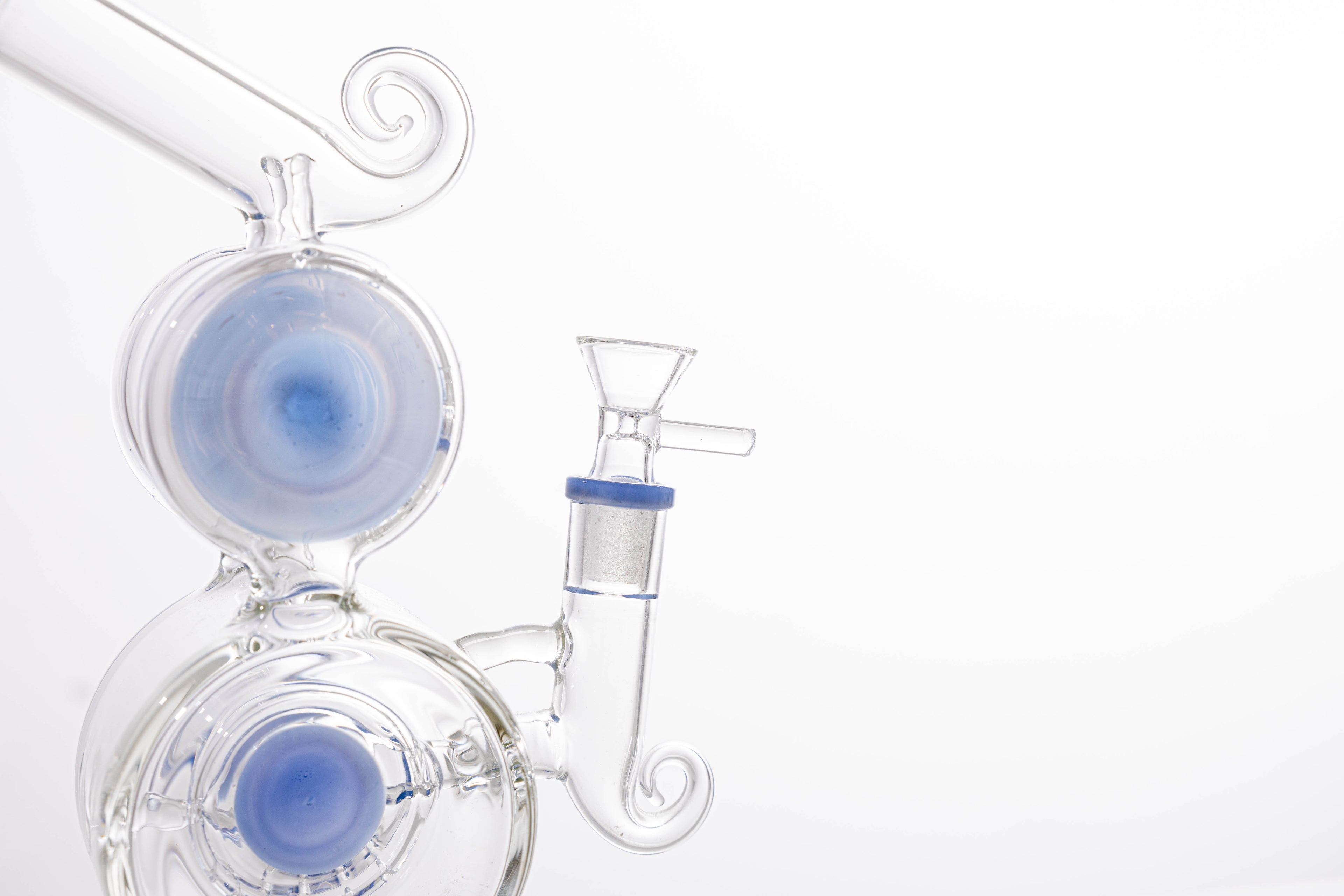 Double Recycler Glass Bong with Percolator – Thick Borosilicate Water Pipe, Unique Blue Accent Hookah for Smooth Smoking Experience