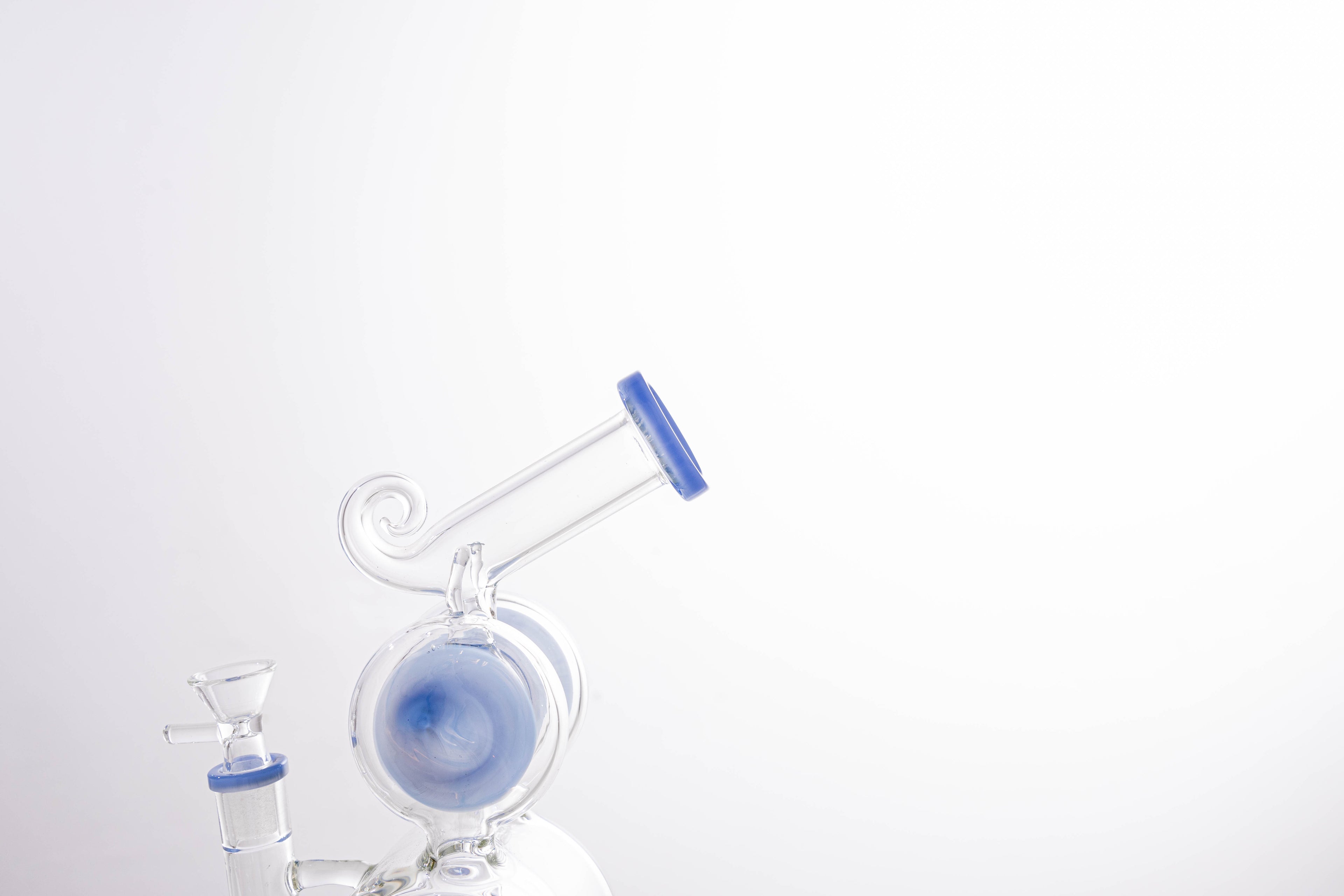 Double Recycler Glass Bong with Percolator – Thick Borosilicate Water Pipe, Unique Blue Accent Hookah for Smooth Smoking Experience