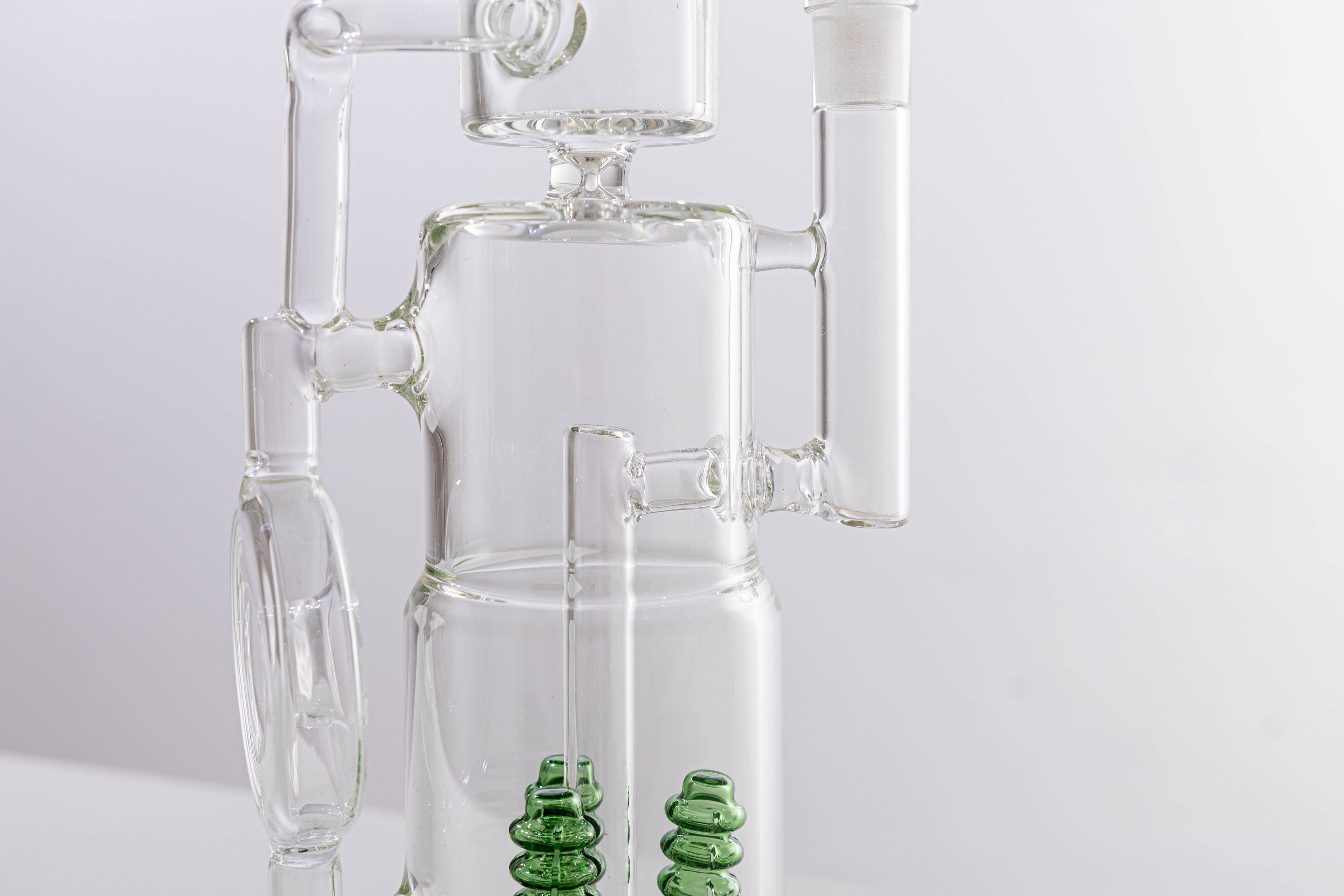 Premium Thick Glass Water Pipe with Dual Percolators – Green Accent