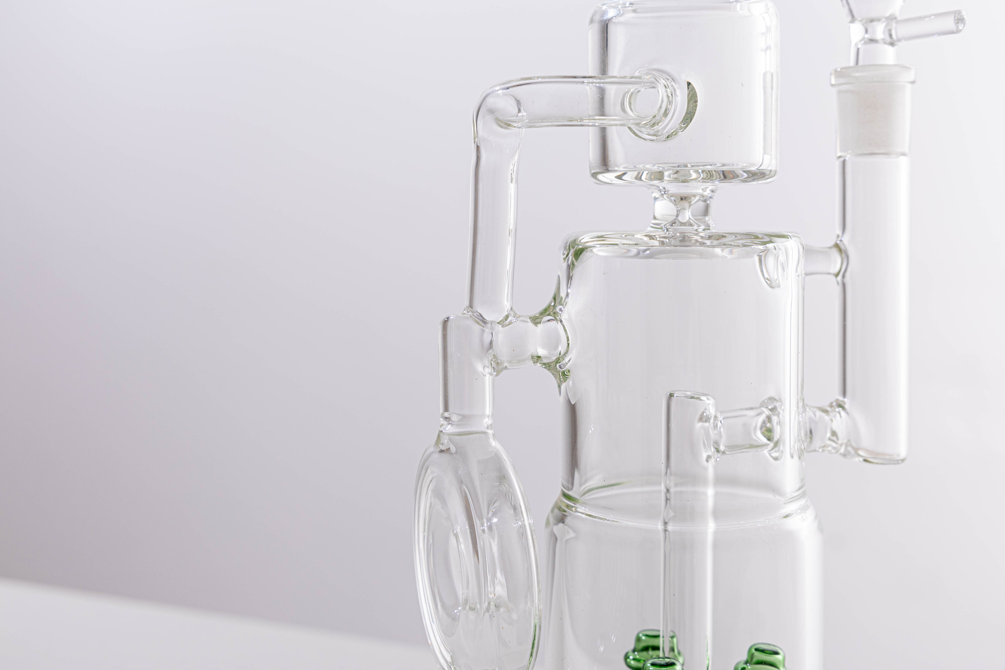 Premium Thick Glass Water Pipe with Dual Percolators – Green Accent