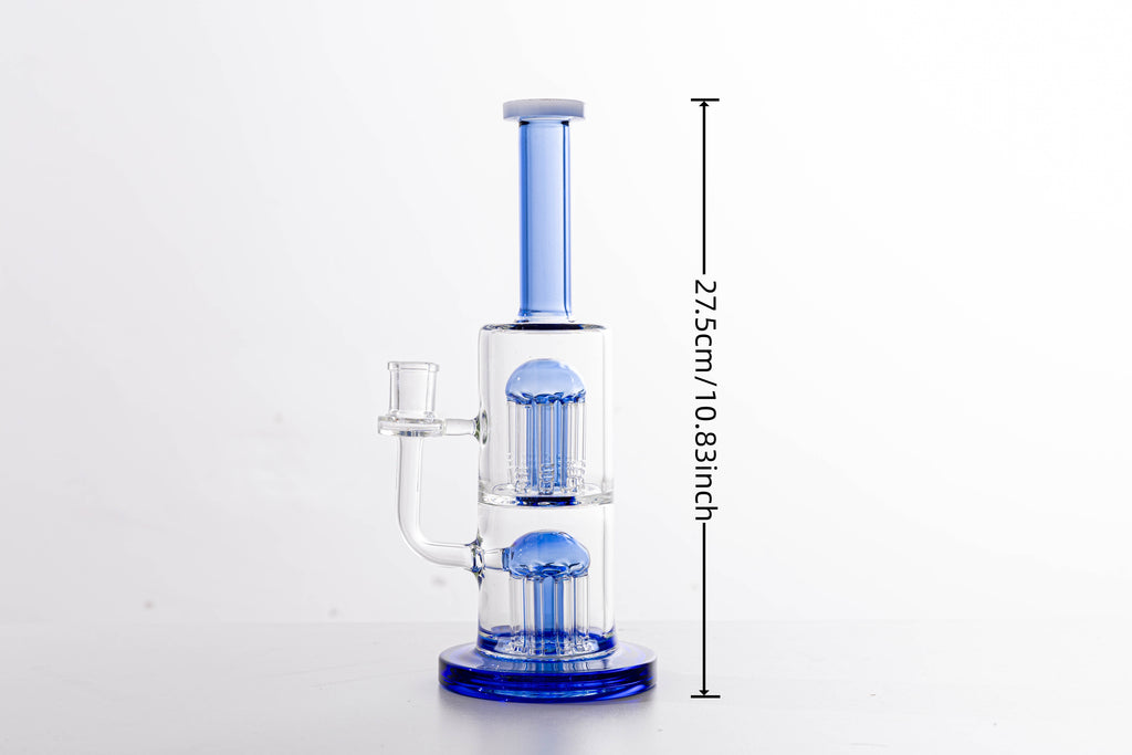 Blue Double Percolator Glass Water Pipe – Premium Borosilicate Glass for Smooth Hits