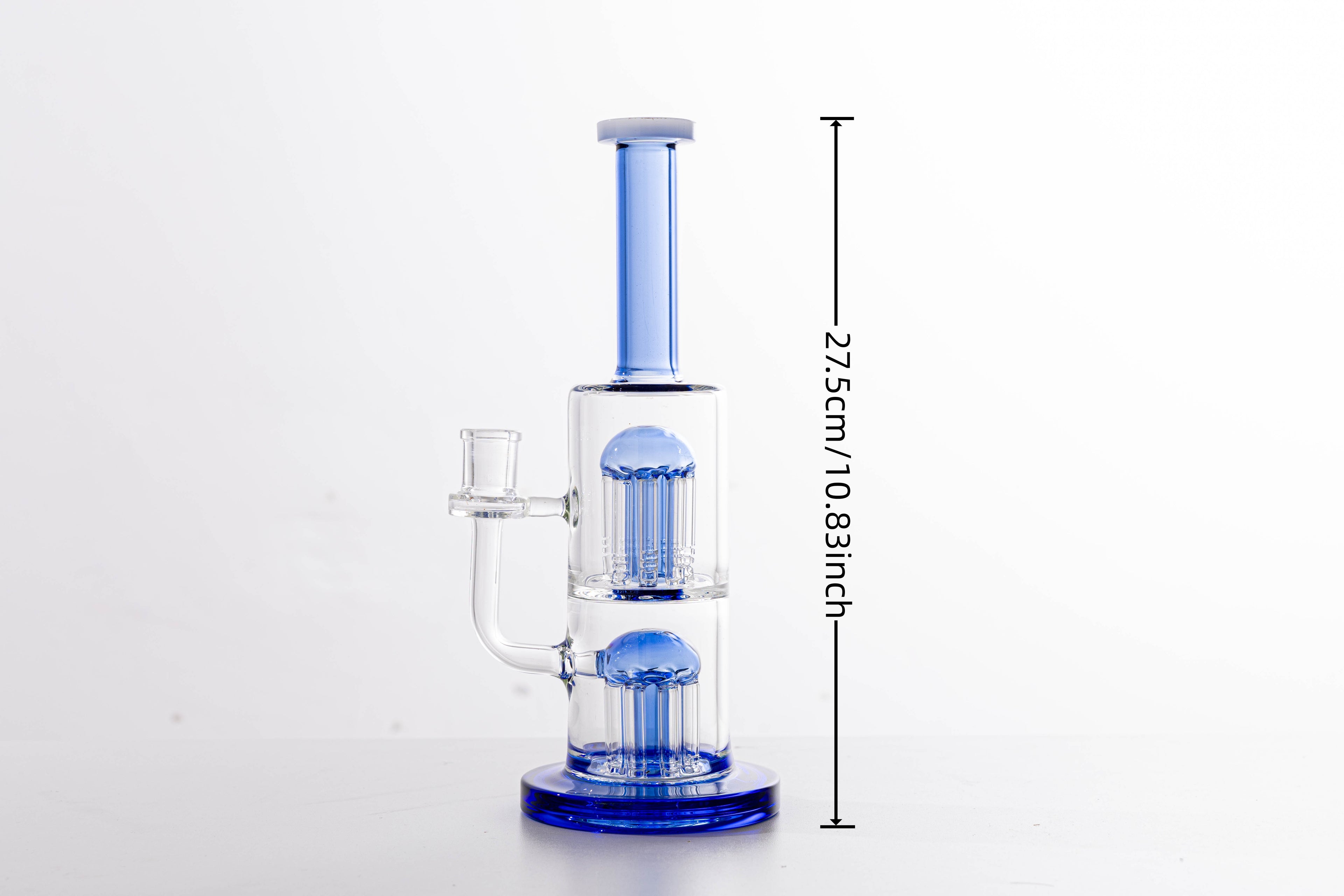 Blue Double Percolator Glass Water Pipe – Premium Borosilicate Glass for Smooth Hits