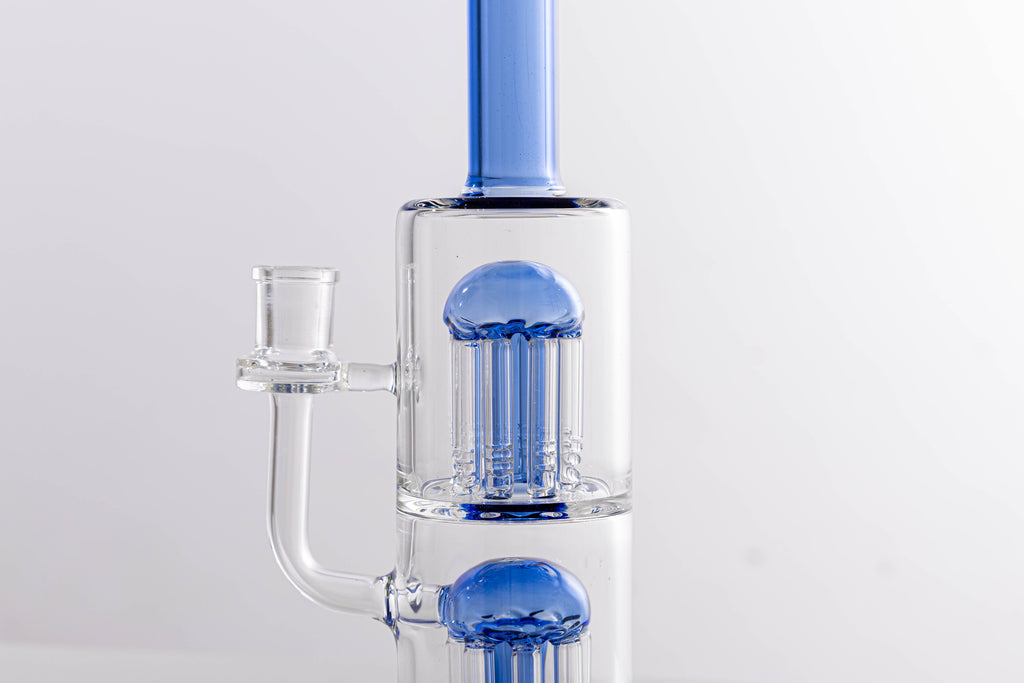 Blue Double Percolator Glass Water Pipe – Premium Borosilicate Glass for Smooth Hits