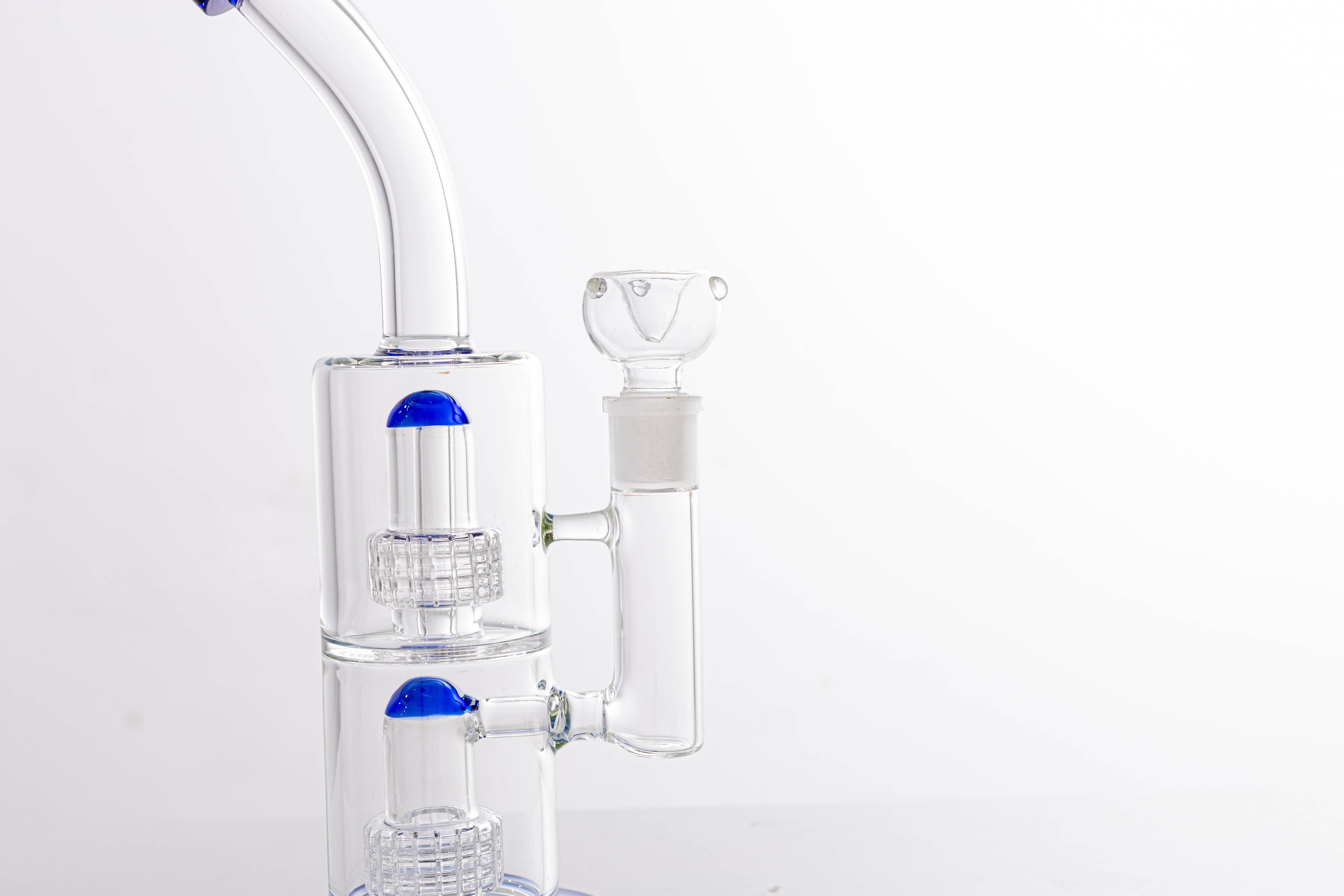 Double Chamber Percolator Glass Bong – Blue Accents