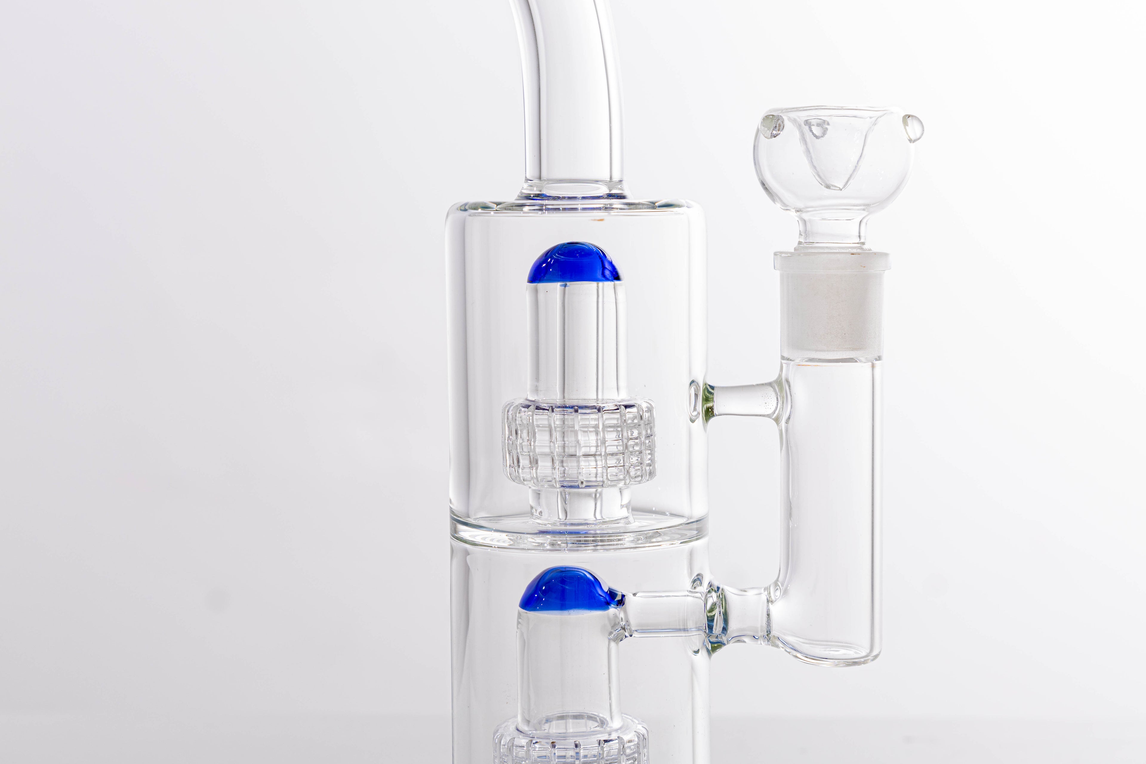 Double Chamber Percolator Glass Bong – Blue Accents