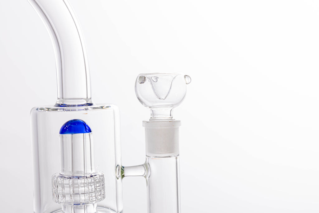 Double Chamber Percolator Glass Bong – Blue Accents