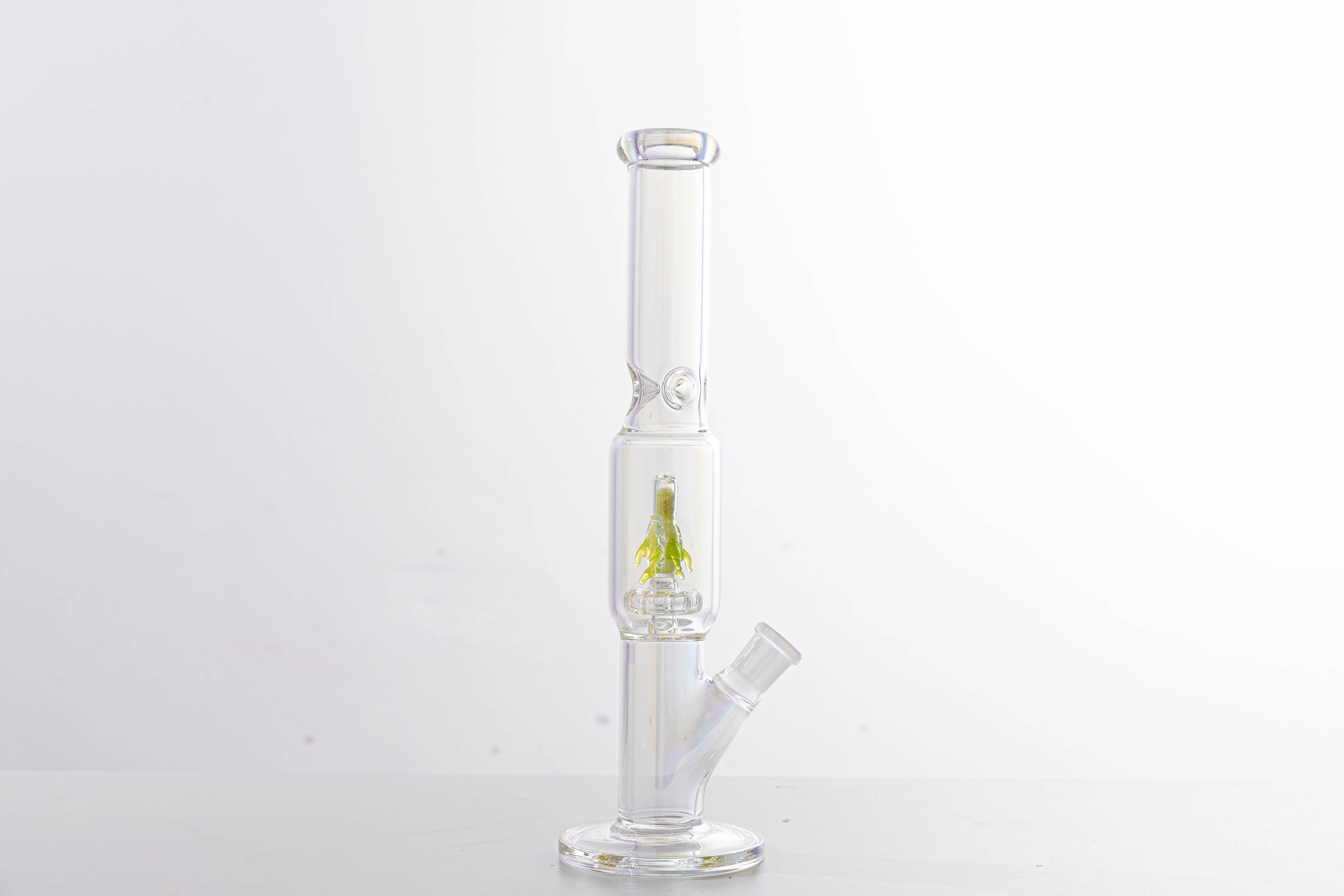 Straight Tube Glass Bong with Green Tree Perc – Borosilicate Water Pipe