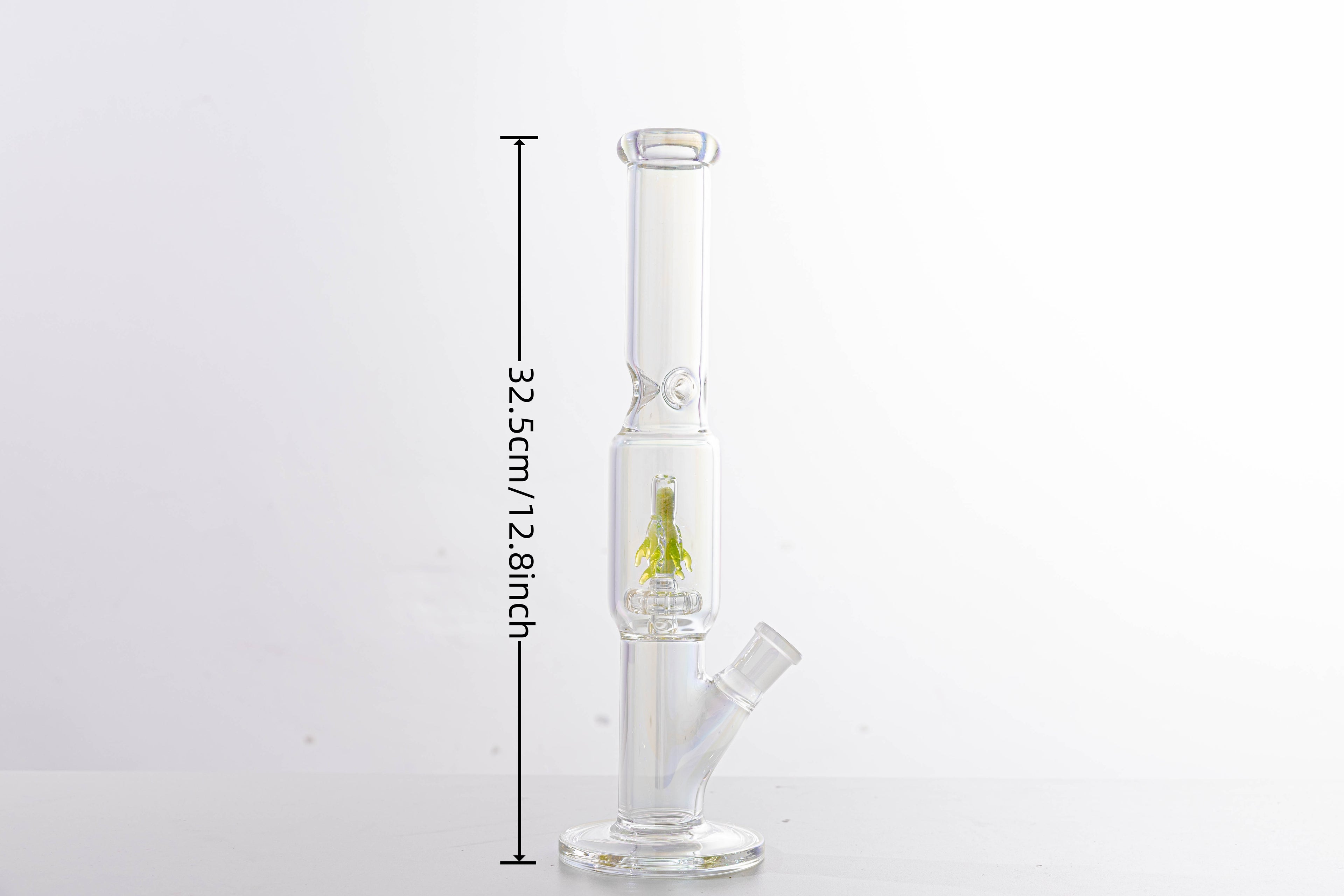 Straight Tube Glass Bong with Green Tree Perc – Borosilicate Water Pipe