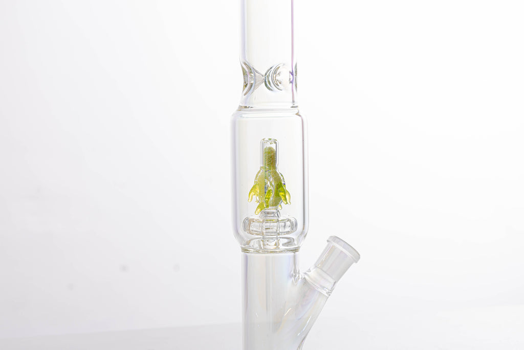 Straight Tube Glass Bong with Green Tree Perc – Borosilicate Water Pipe