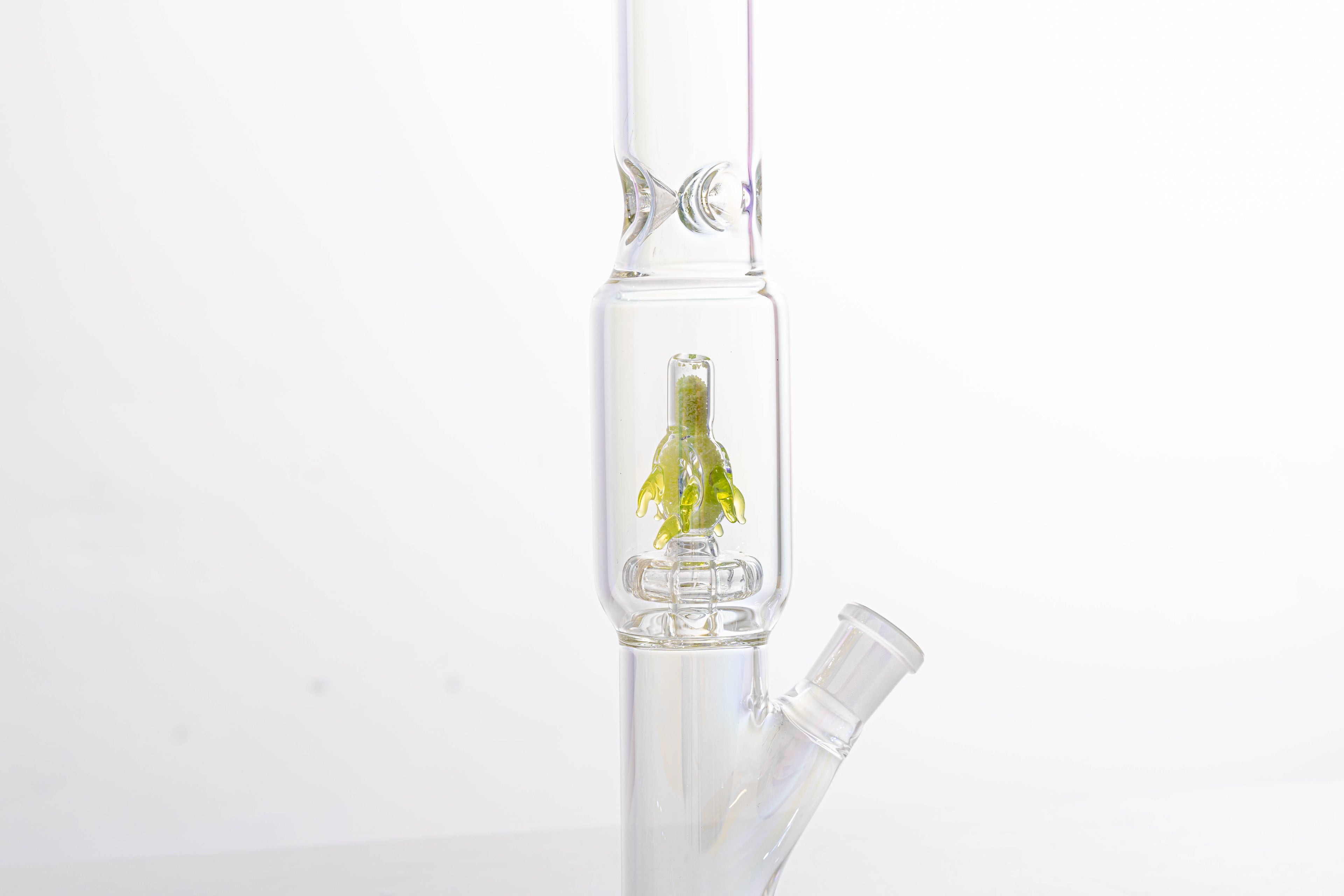 Straight Tube Glass Bong with Green Tree Perc – Borosilicate Water Pipe