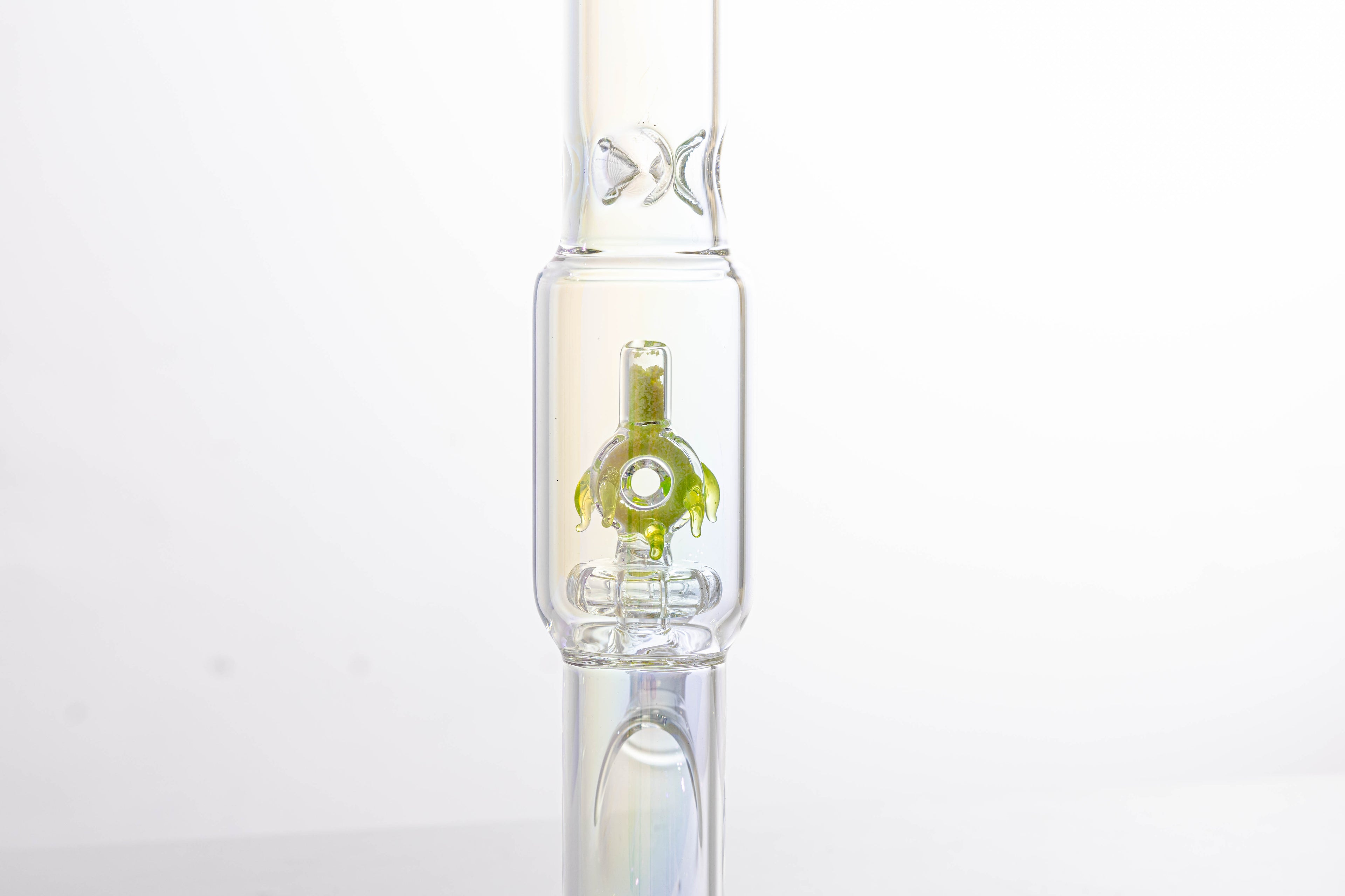 Straight Tube Glass Bong with Green Tree Perc – Borosilicate Water Pipe
