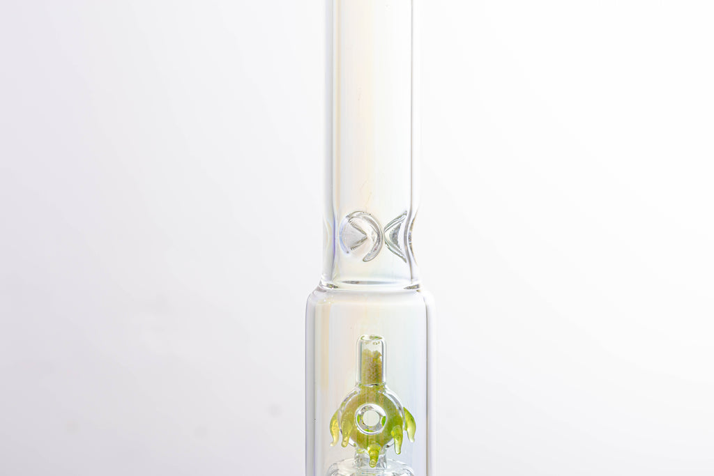 Straight Tube Glass Bong with Green Tree Perc – Borosilicate Water Pipe
