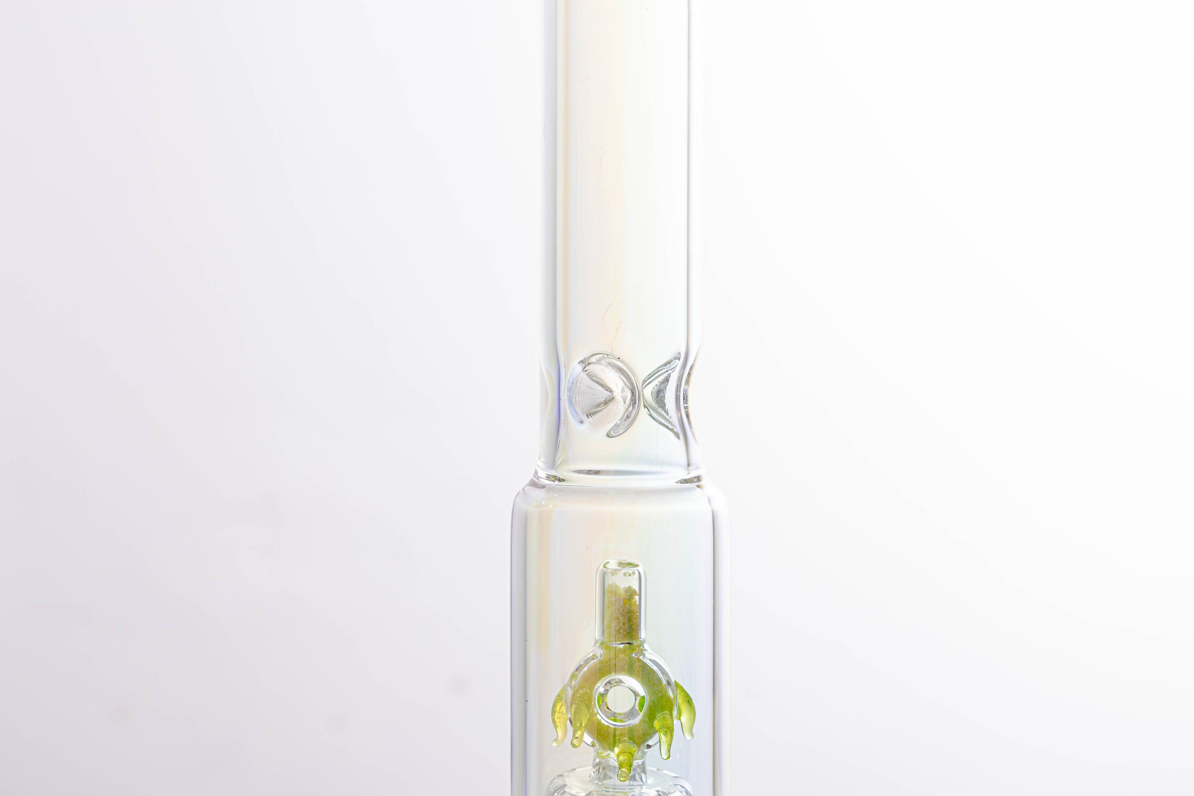 Straight Tube Glass Bong with Green Tree Perc – Borosilicate Water Pipe