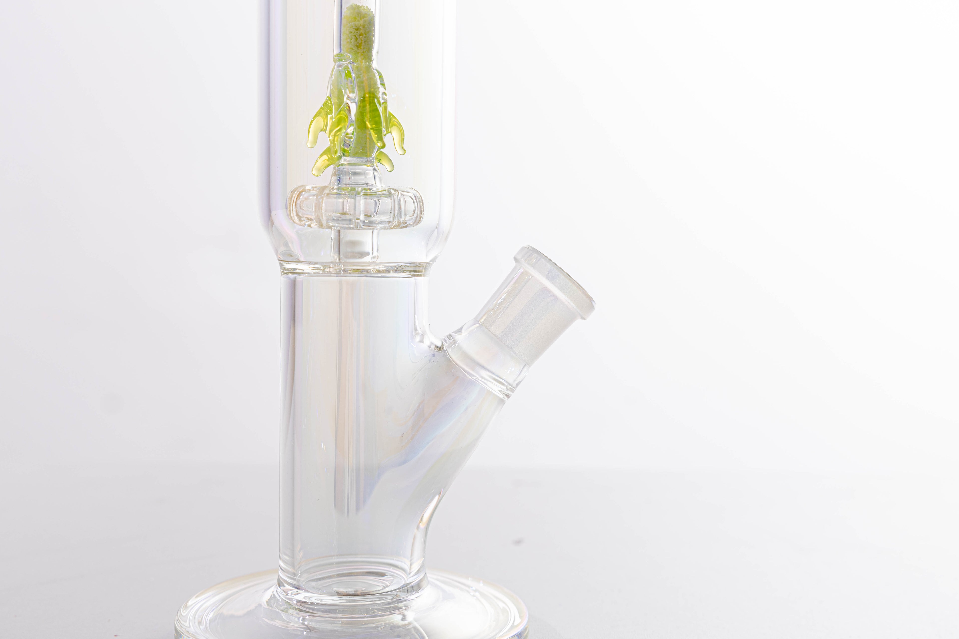 Straight Tube Glass Bong with Green Tree Perc – Borosilicate Water Pipe